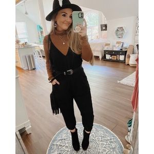 Sleeveless V-Neck Knit Jumpsuit